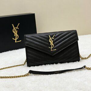 YSL Wallet on Chainin Black